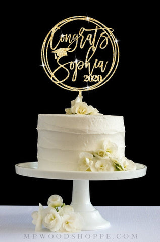 Graduation cake topper with  modern design.