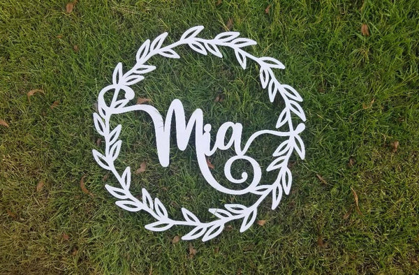 wreath with name for room decor