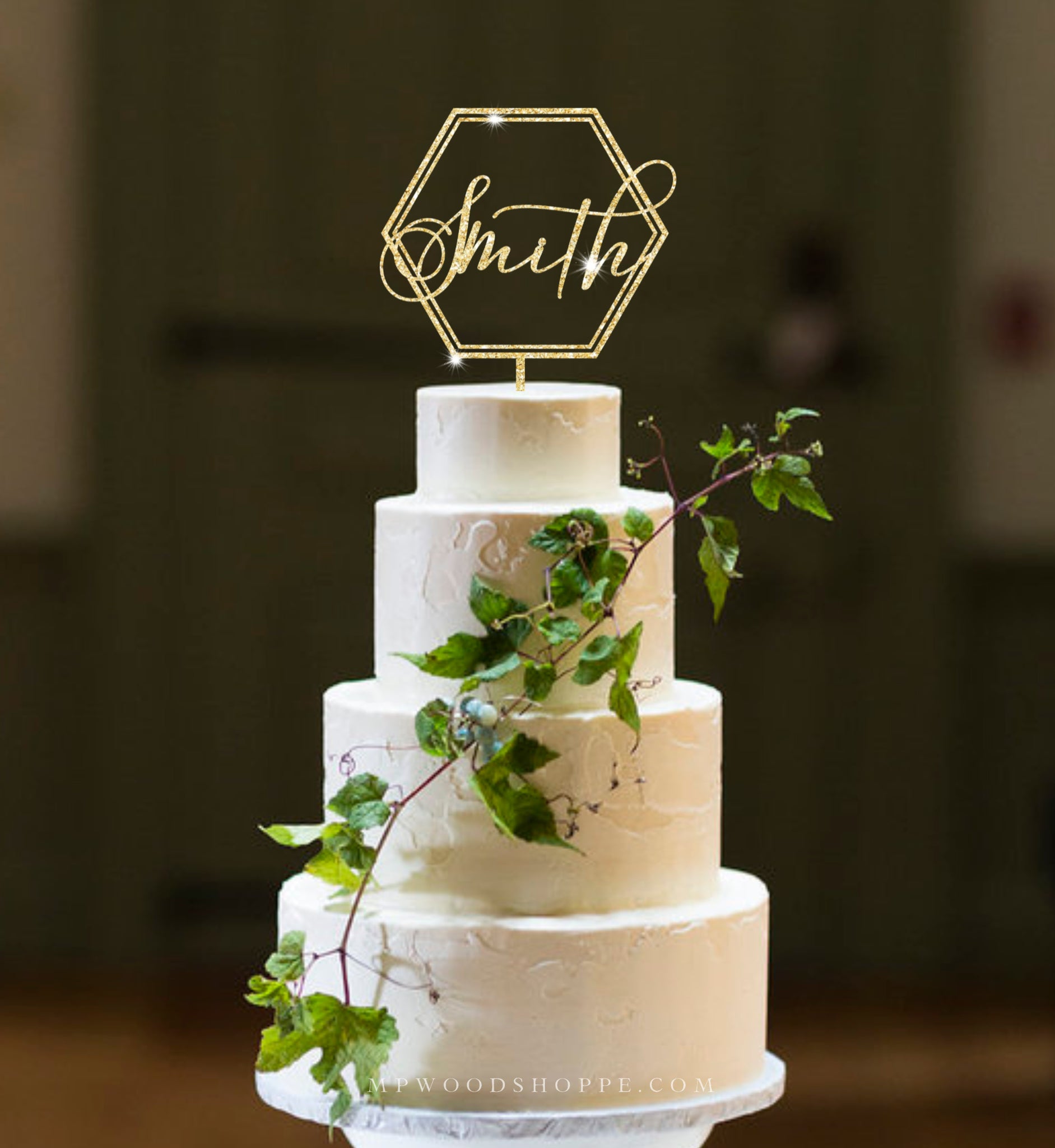 Modern cake topper for wedding with geometric frame and calligraphy na – MP  Wood Shoppe