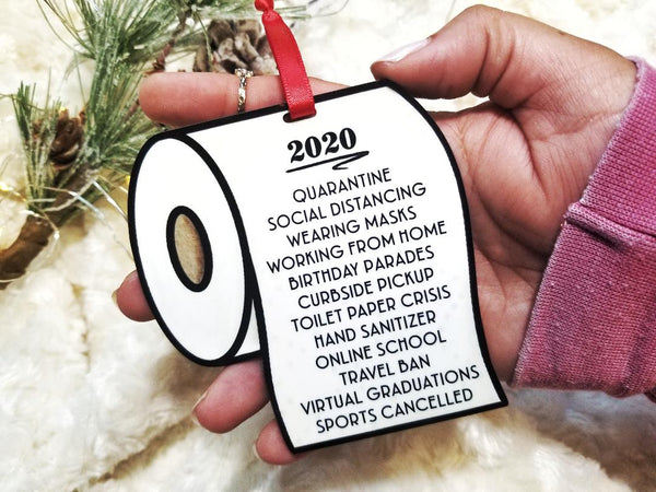 Toilet paper ornament with the highlight of the year, 2020 funny ornament.