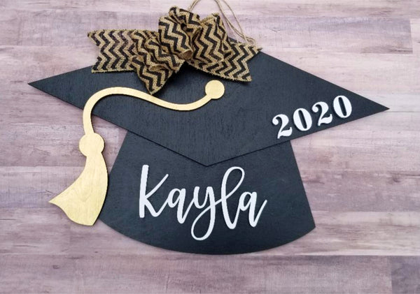 Graduation decoration for door • Graduation door hanger with name •